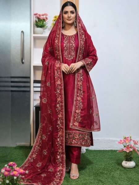 সেলাই ছাড়া (আনরেডি) এম্বোডারি পার্টি ড্রেস কোড - 1653