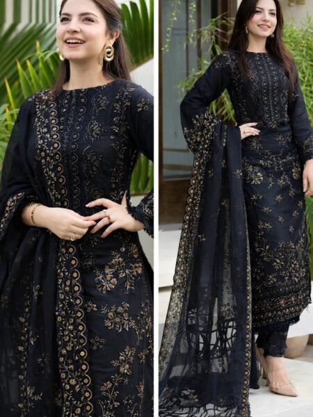 সেলাই ছাড়া (আনরেডি) এম্বোডারি পার্টি ড্রেস কোড - 1610